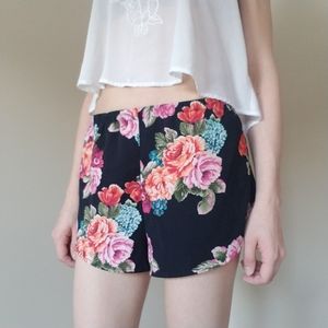 Floral black shorts